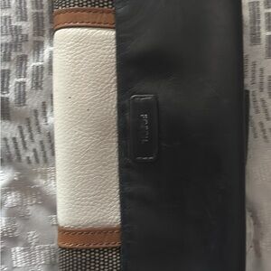 Fossil Black and White Wallet with Brown Trim